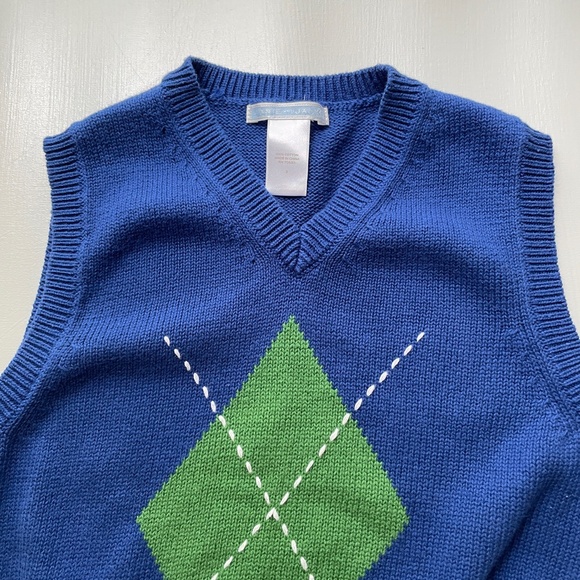 Janie and Jack Sweater Vest Boys 3T Argyle Cotton Spring Preppy Photo Holiday - Picture 4 of 8